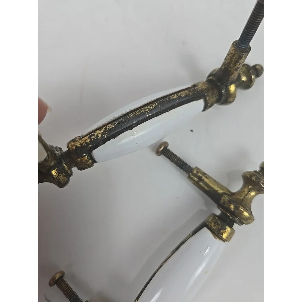 6 Antique White Porcelain & Brass 5